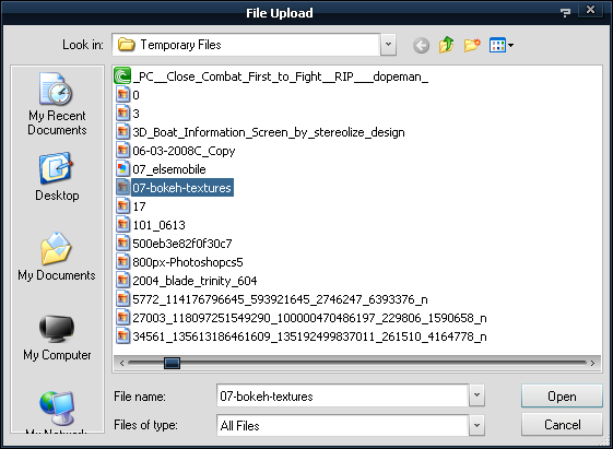 image showing a file search dialog box with a file selected